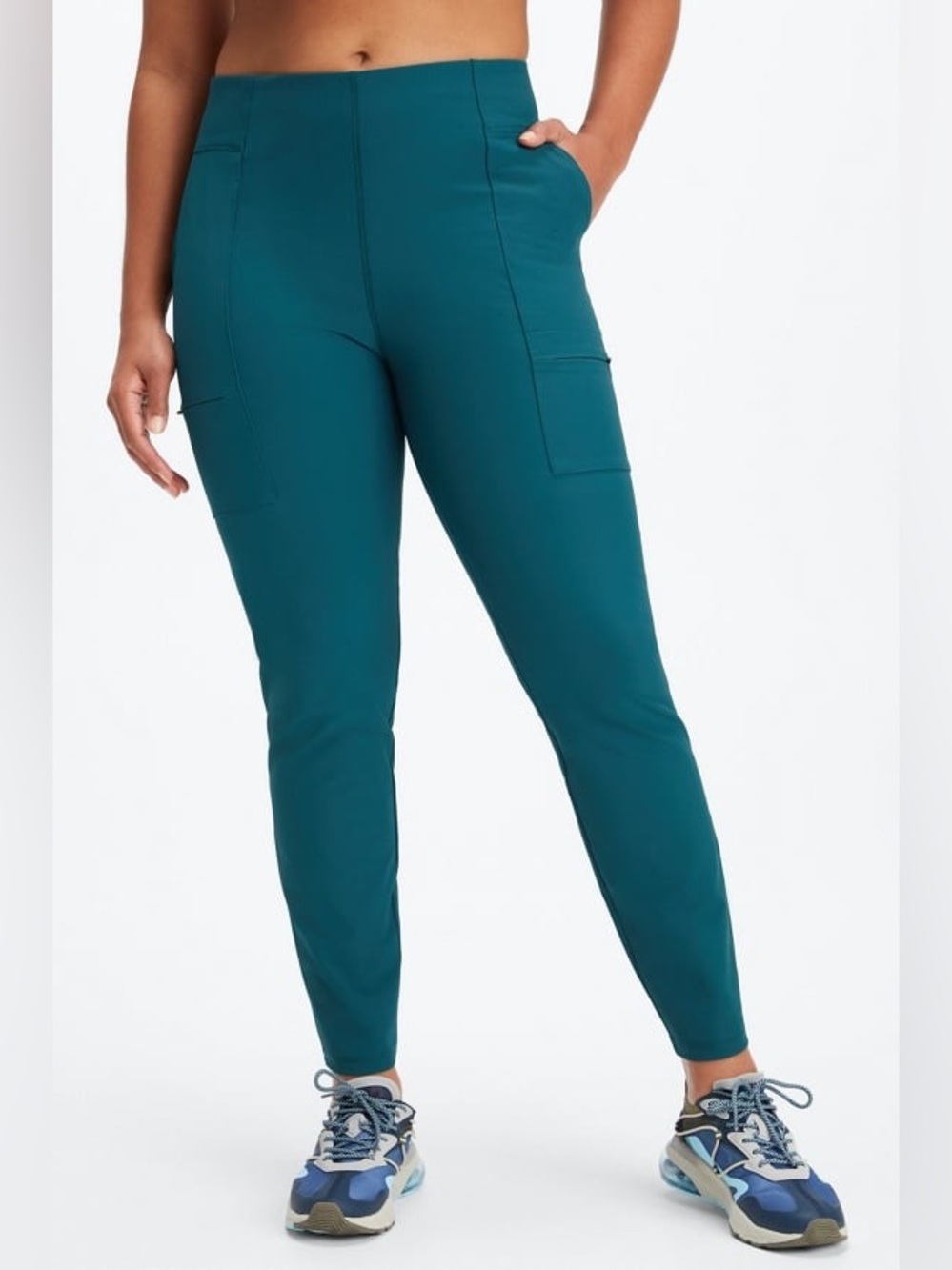 Fabletics NWT Midnight Wave Teal High Waisted Hybrid Cargo Pants Size Small